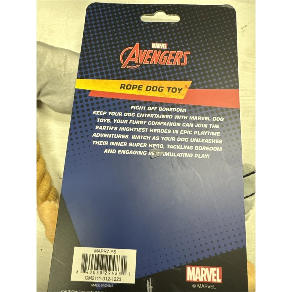 Marvel Thor Avengers‎ Plush Clinker Squeaker Rope Toy S/M/L Dog Chew Tug Toy